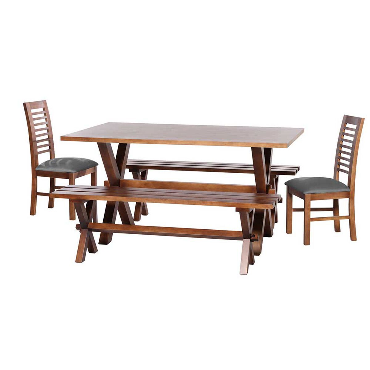 Juego de Comedor Latam Home Sevilla Salamanca 2 Sillas + 2 Bancas Velvet Gris