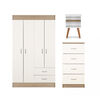 Combo Closet 4 Puertas 2 Cajones + Velador + C&oacute;moda 4 Cajones Stanford Blanco