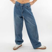 Jeans Indigo Rayas Wide Leg Mujer Icono Celeste