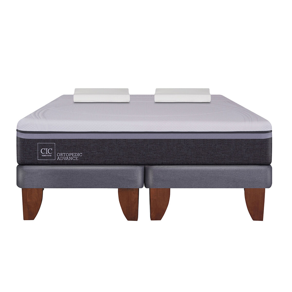 Cama Europea CIC Base Dividida King Ortopedic Advance + Almohadas