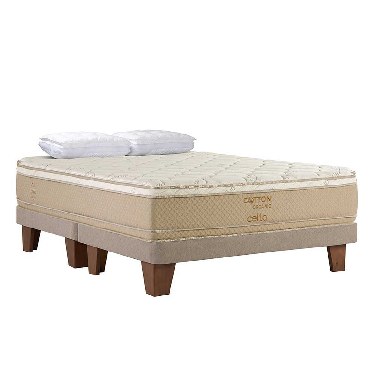 Cama Europea Celta Cotton Organic King + 2 Almohadas Cotton Top 50 x 90 cm