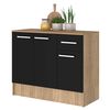 Mueble de Cocina Base Vekkahome Madri 1 Cajón 3 Puertas Negro Café