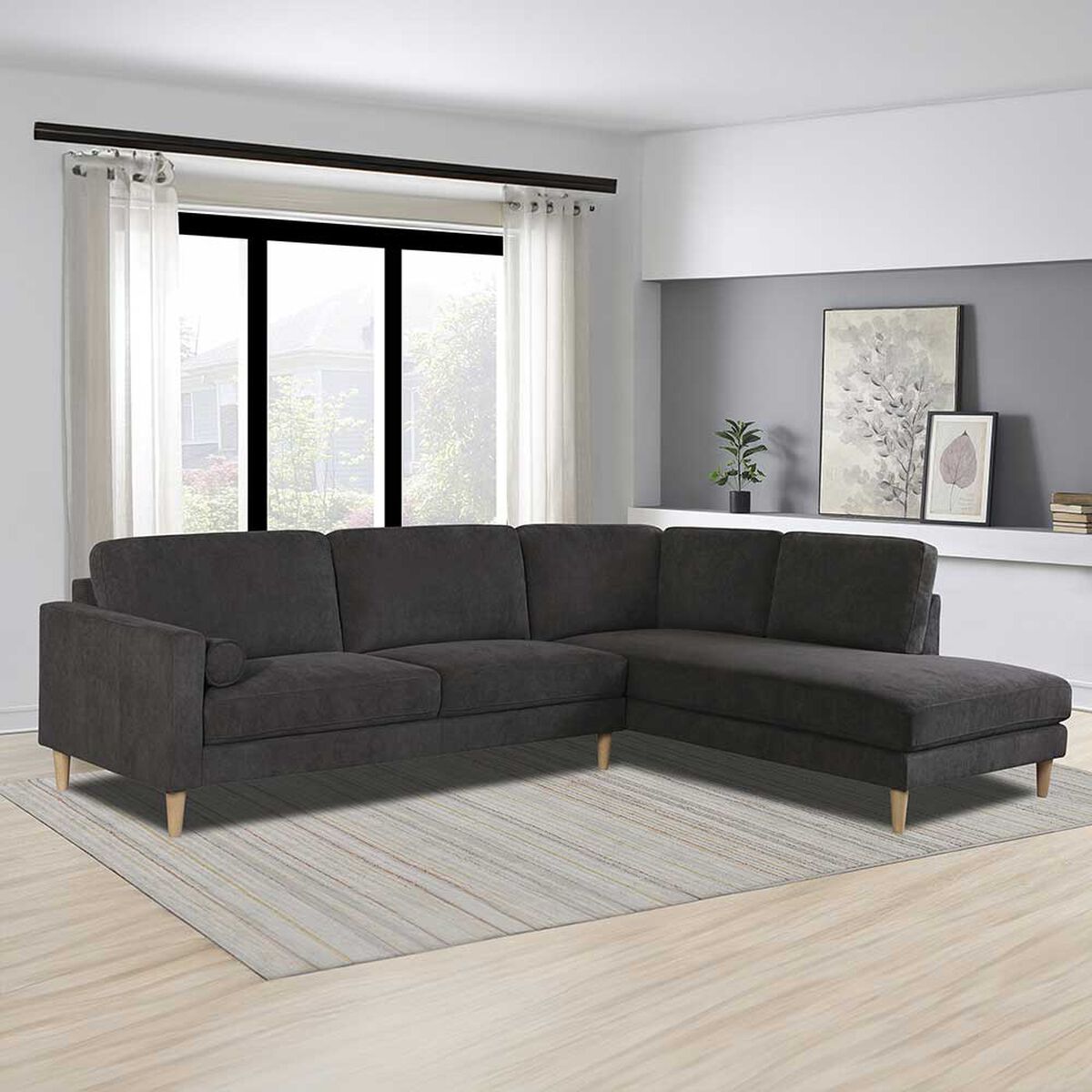 Sofá Seccional Derecho CIC Belfast 5 Cuerpos Grafito