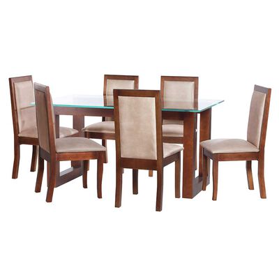 Juego de Comedor Latam Home Pamplona Granada 6 Sillas PU Chocolate