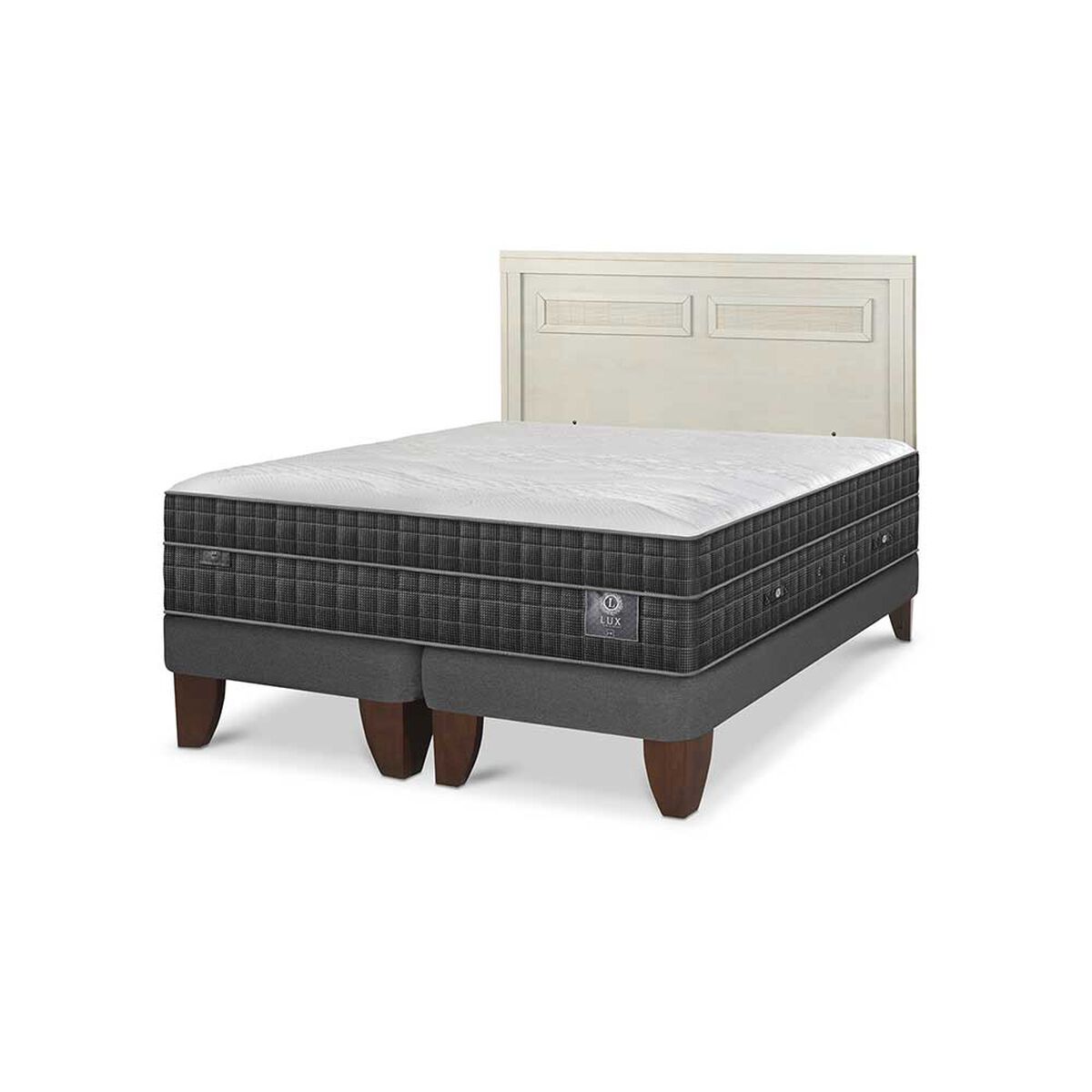 Cama Europea CIC Base Dividida 2 Plazas Lux + Respaldo Milan Alpino