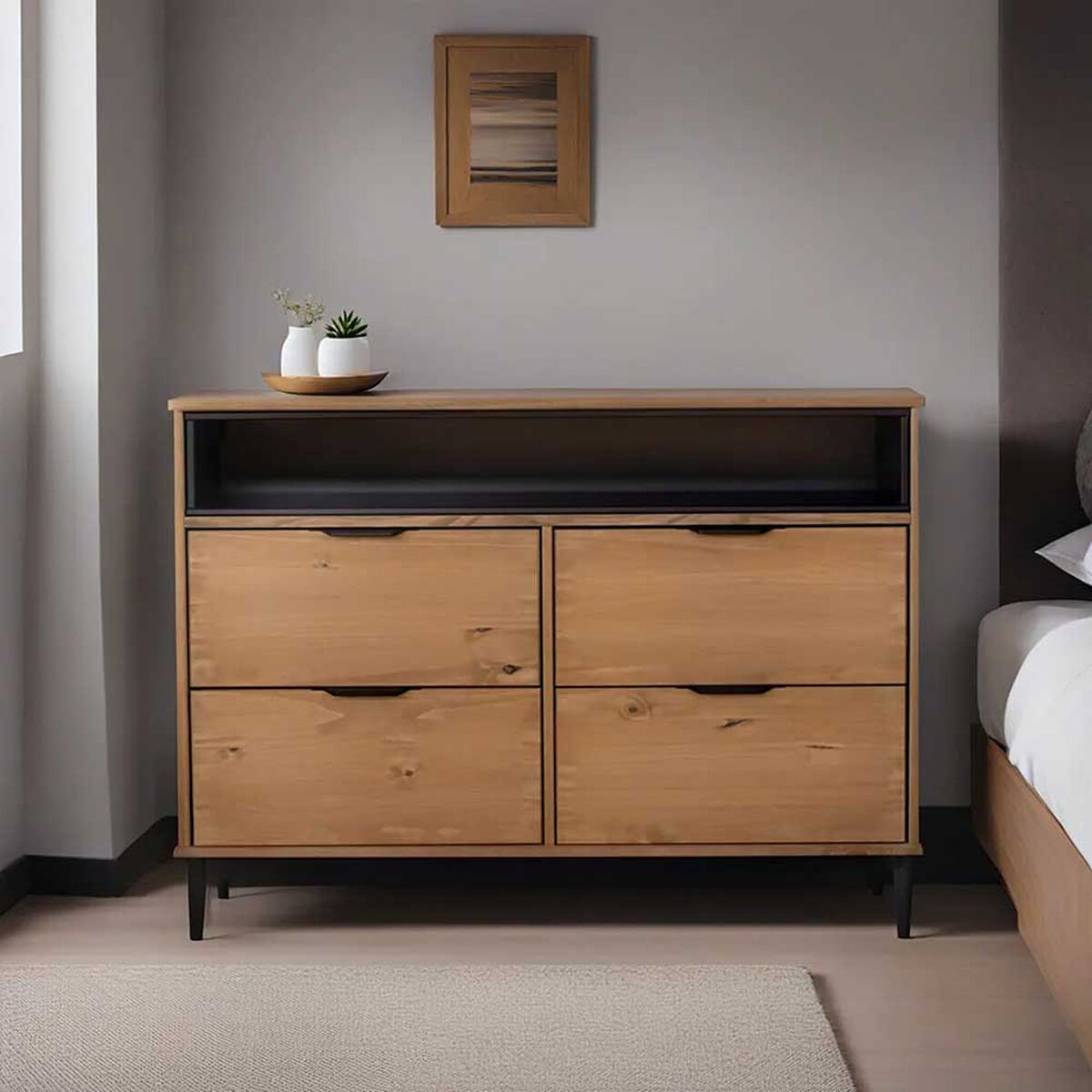 C&oacute;moda Vekkahome Iris 4 Cajones Caf&eacute;