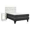 Cama Europea Celta 1,5 Plazas New Mega + Respaldo + Velador Alba White