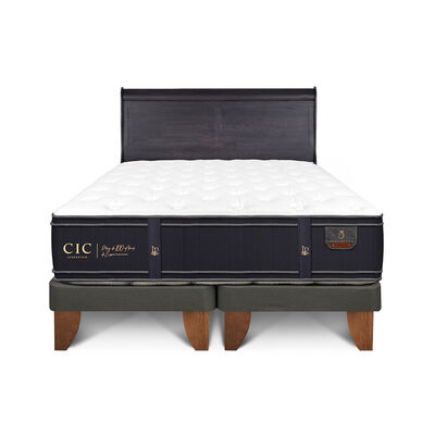 Cama Europea CIC Base Dividida King Grand Premium + Respaldo Miro Negro