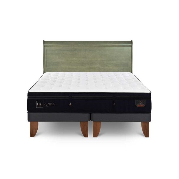 Cama Europea CIC Base Dividida 2 Plazas Súper Premium + Respaldo Miro Olivo