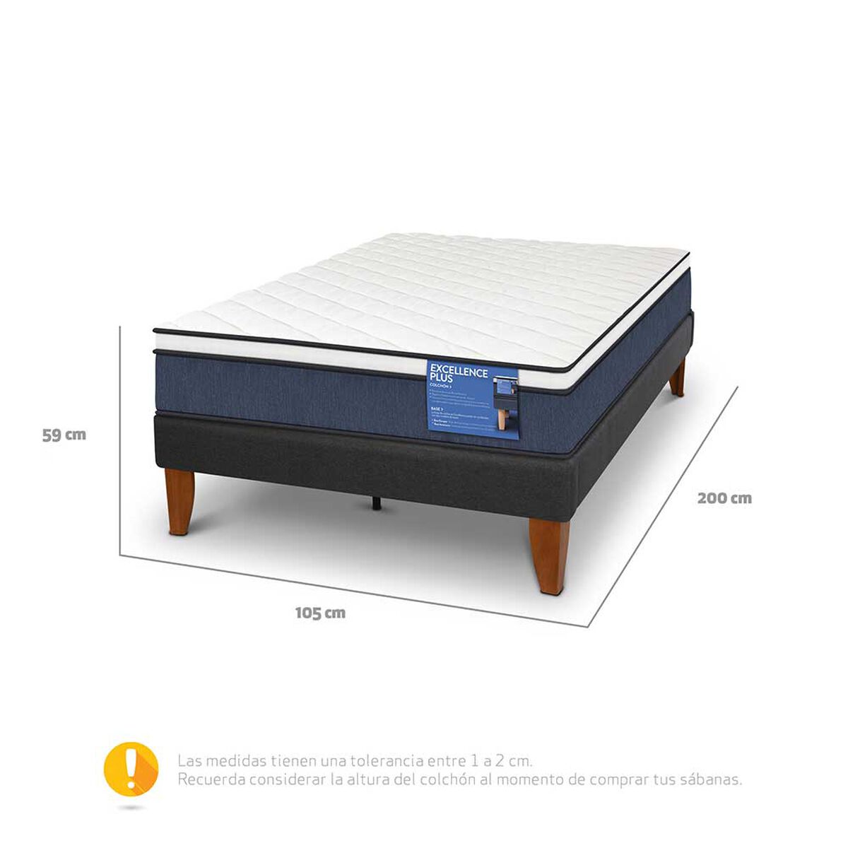 Cama Europea CIC 1,5 Plazas Excellence Plus