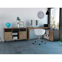 Combo Escritorio en L + Gabinete TuHome Bilbao Miel Wengue