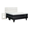 Cama Europea Celta Base Dividida 2 Plazas Black Soul + Respaldo + 2 Veladores Alba White