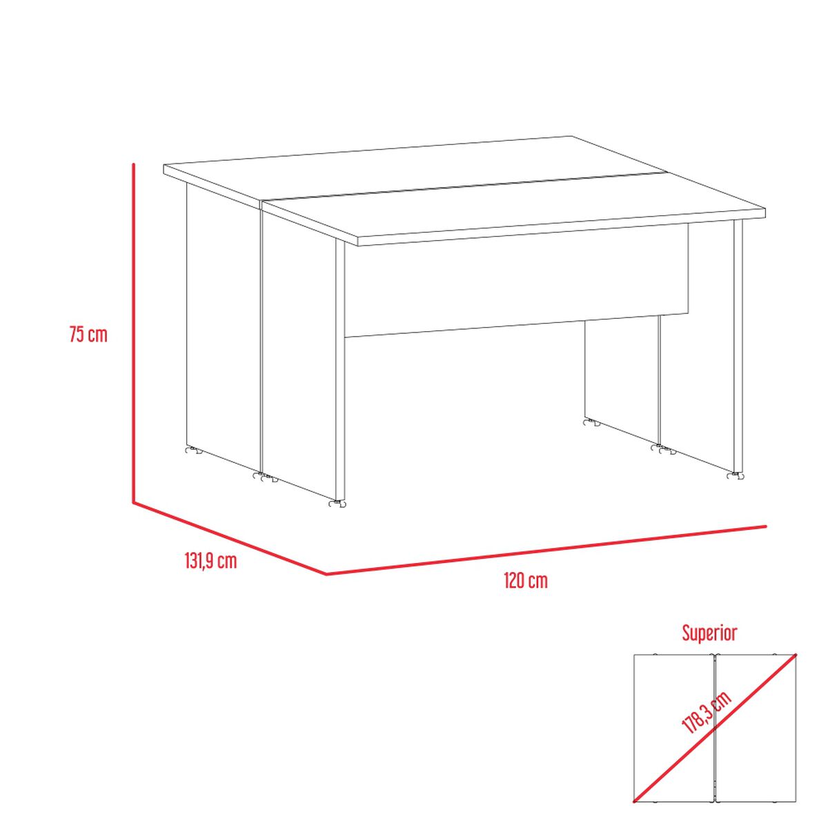 Escritorio Doble + Gabinete 2 Puertas Negro TuHome Home Office