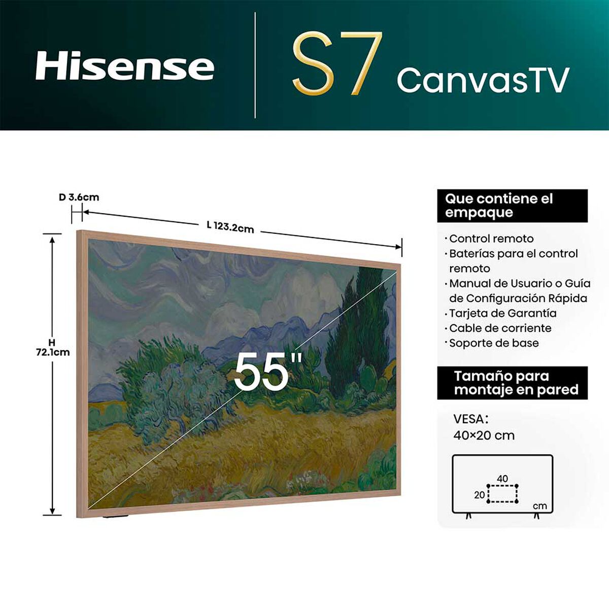 QLED 55" Hisense Canvas TV 55S7N Smart TV 4K UHD