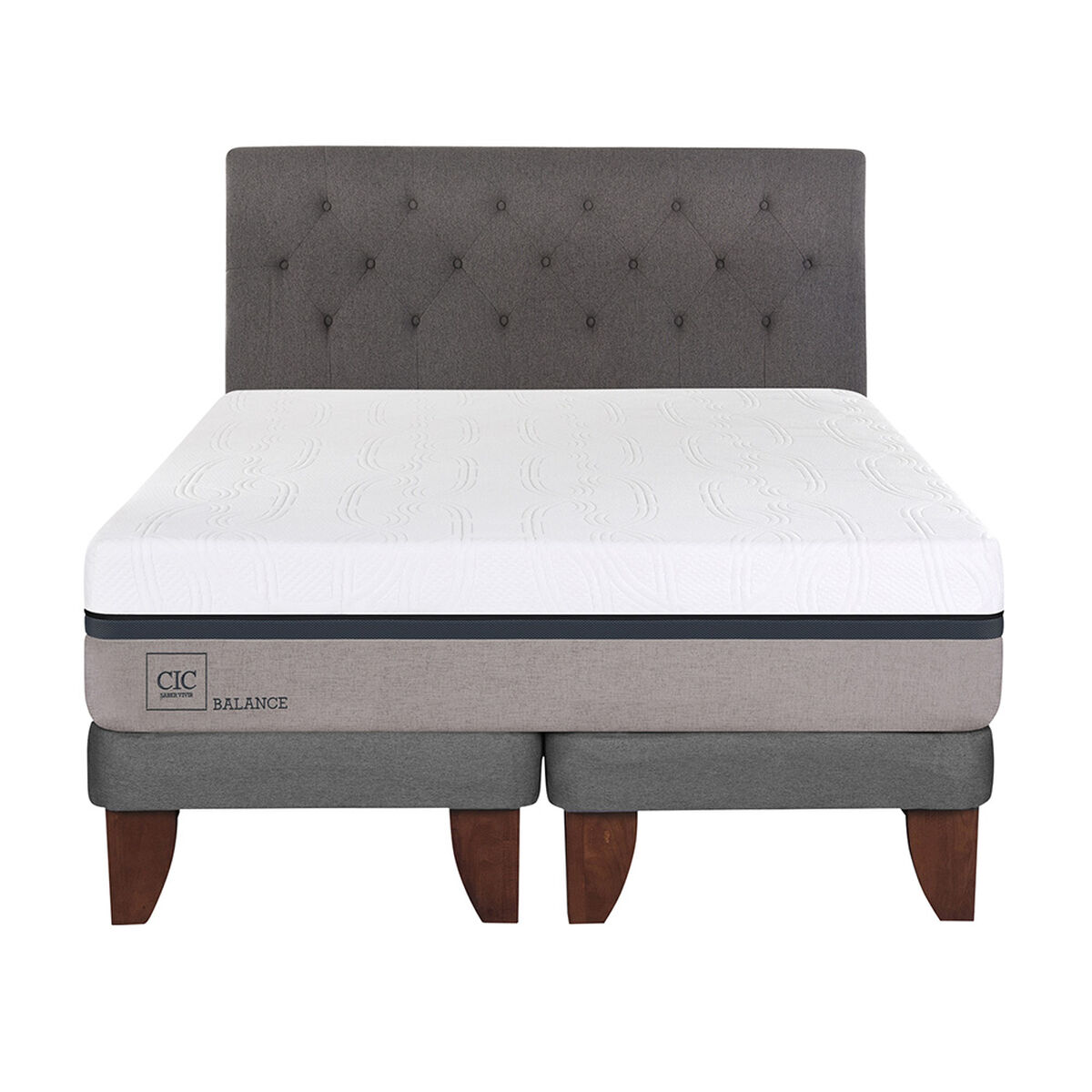 Cama Europea CIC Base Dividida King Balance + Respaldo Kavery
