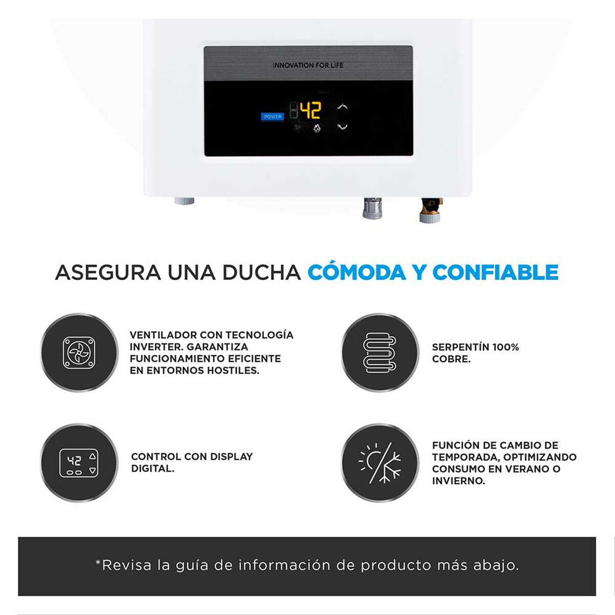 Calefont Gas Licuado Midea MGWH13-26EQPCLW-GL Tiro Forzado 13 lts.