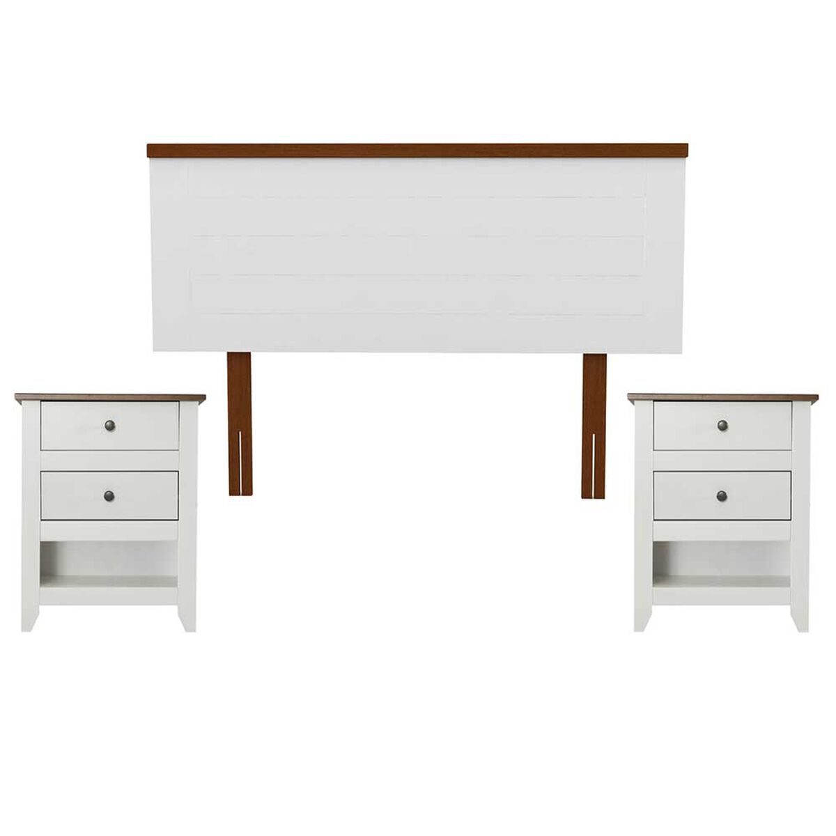 Respaldo + 2 Veladores Flex 2 Plazas London Blanco
