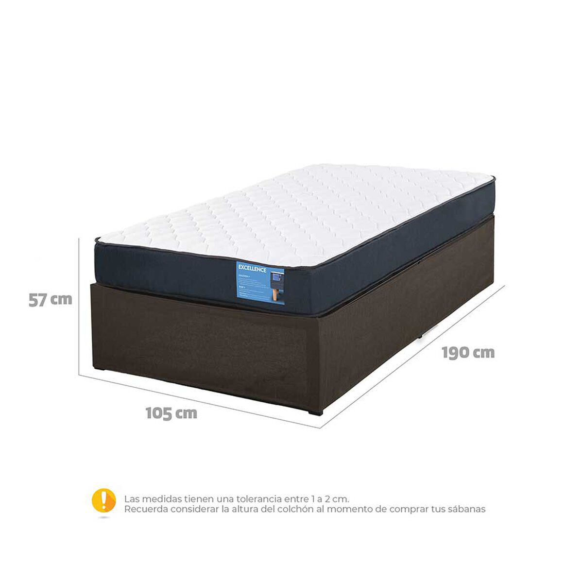 Cama Europea CIC Iron Smart 1,5 Plazas Excellence + Faldón