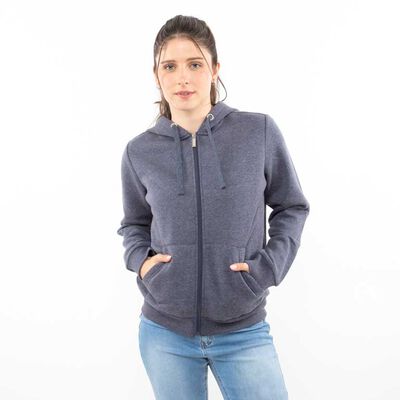 Polerón Cierre Mujer Icono Navy, Negro, Rosado