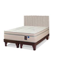 Cama Europea Flex Base Dividida King Máximo Cobre  + Respaldo Tubular Beige