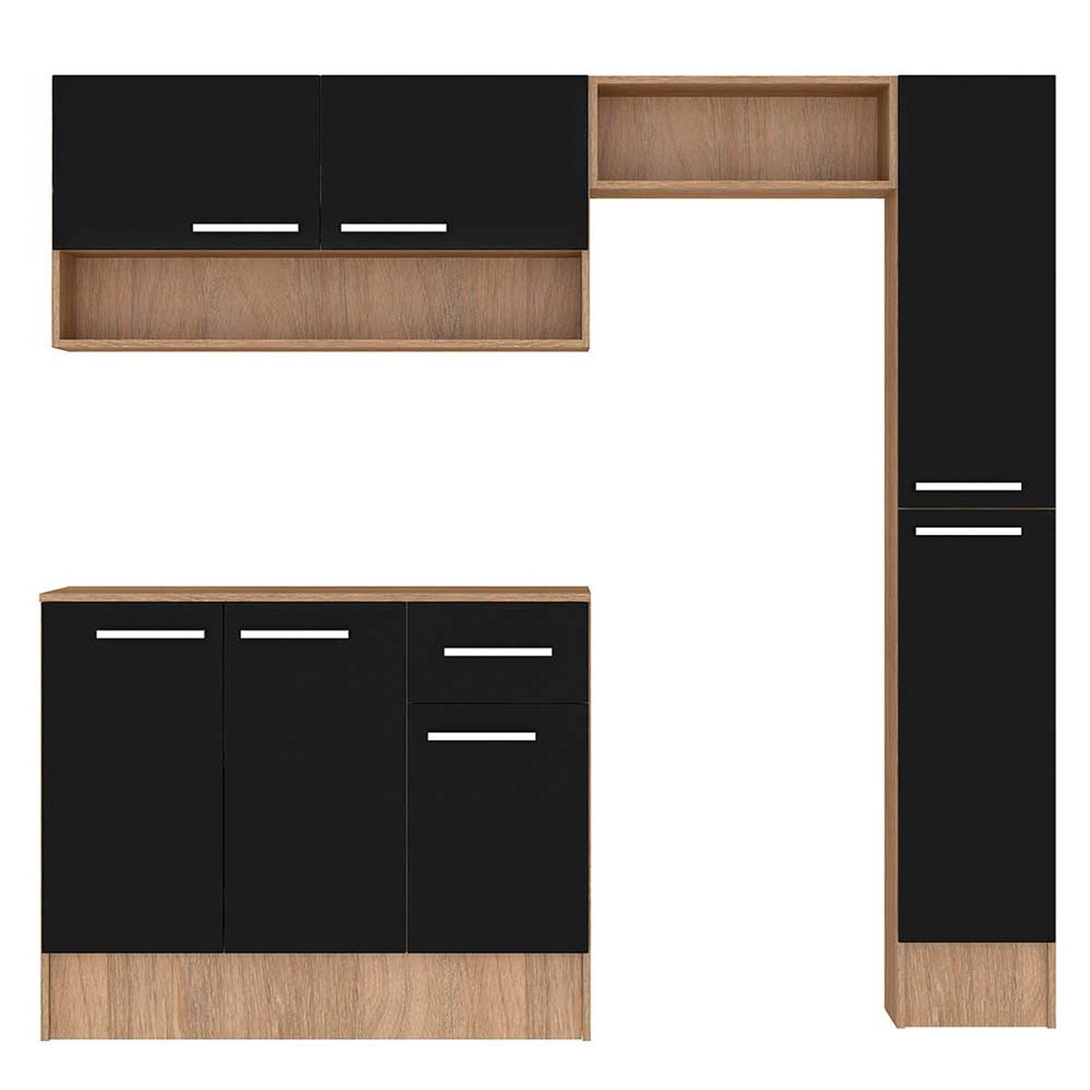 Mueble de Cocina Vekkahome Madri 1 Caj&oacute;n 7 Puertas Negro Caf&eacute;