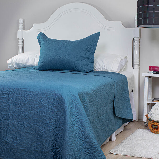 Quilt Doral 1,5 Plazas Azul Elegance