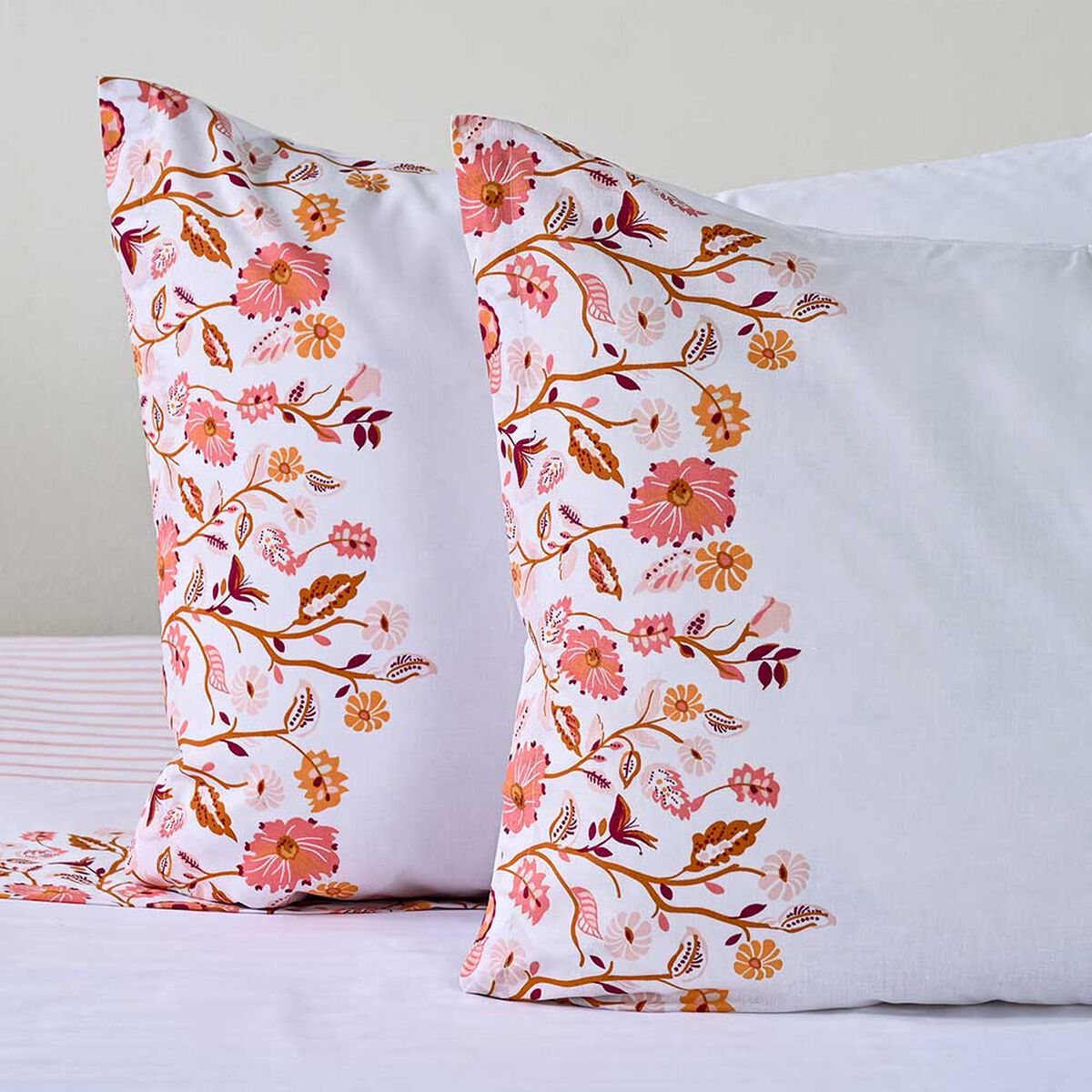 Juego de S&aacute;banas American Family 2 Plazas 144 Hilos Tropico Coral