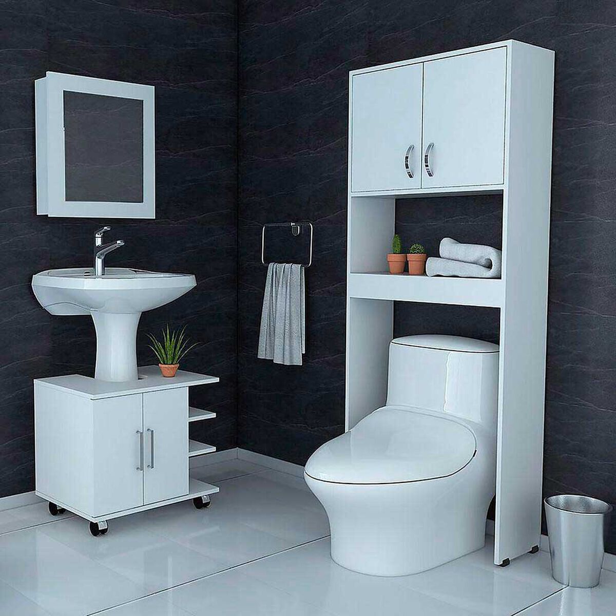 Mueble Lavamanos + Botiqu&iacute;n + Mueble Optimizador Tuhome