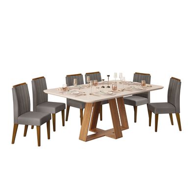Juego de Comedor Di Poretti Celeste 6 Sillas Gris