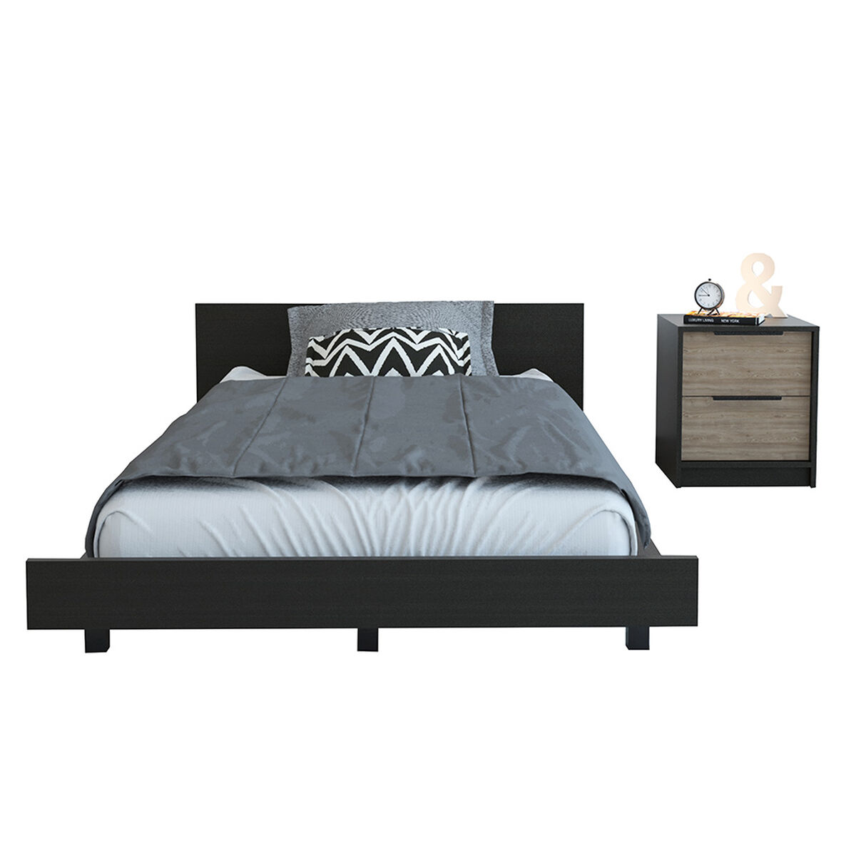 Cama 1,5 Plazas + 1 Velador TuHome Kaia