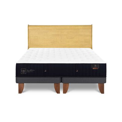 Cama Europea CIC Base Dividida 2 Plazas Premium + Respaldo Miro Mostaza