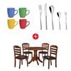 Combo Juego de Comedor Dreams Enzo 4 Sillas Café + Juego de Cubiertos Zibel K-3650 30 Piezas + Set 4 Mugs Casanova MG-0518 Colores