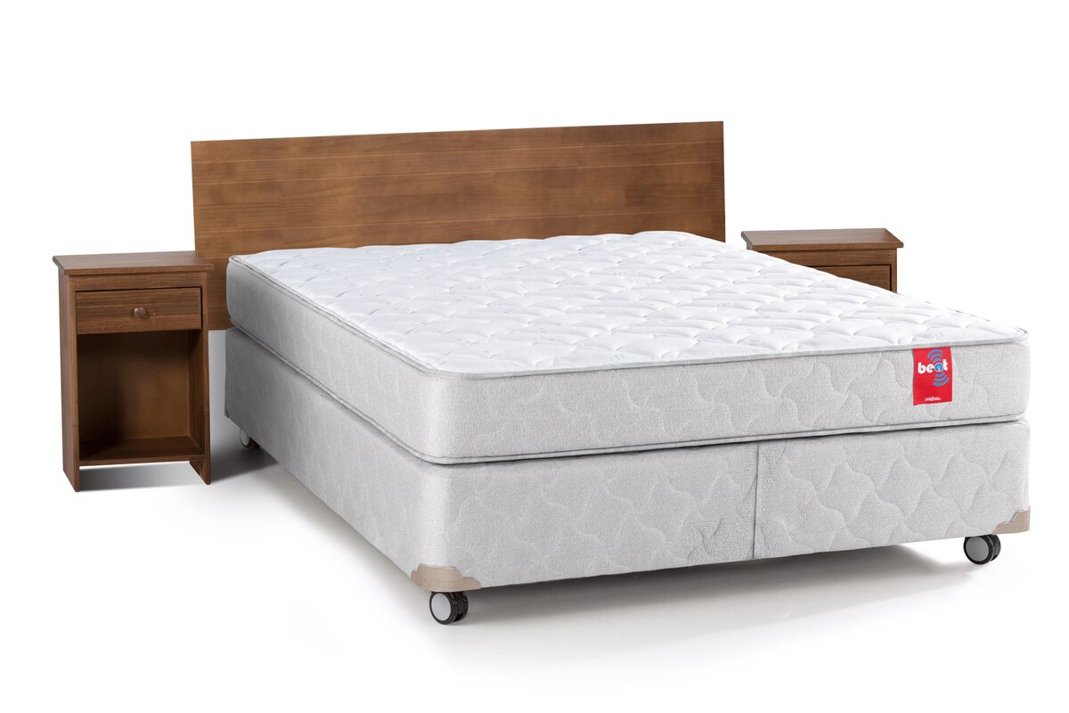 Cama Americana Rosen 2 Plazas Base Dividida Beat + Set Maderas Tabor