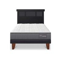 Cama Europea CIC 1,5 Plazas Anatomic + Respaldo Dublin Negro