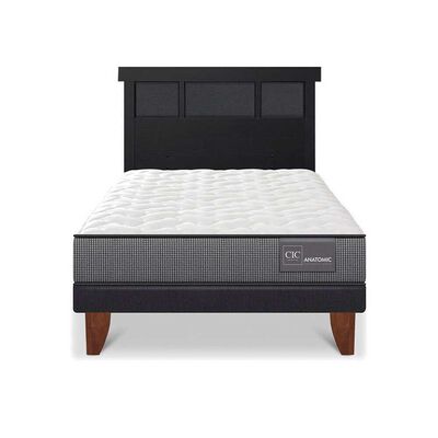Imagen 1 del producto Cama Europea CIC 1,5 Plazas Anatomic + Respaldo Dublin Negro