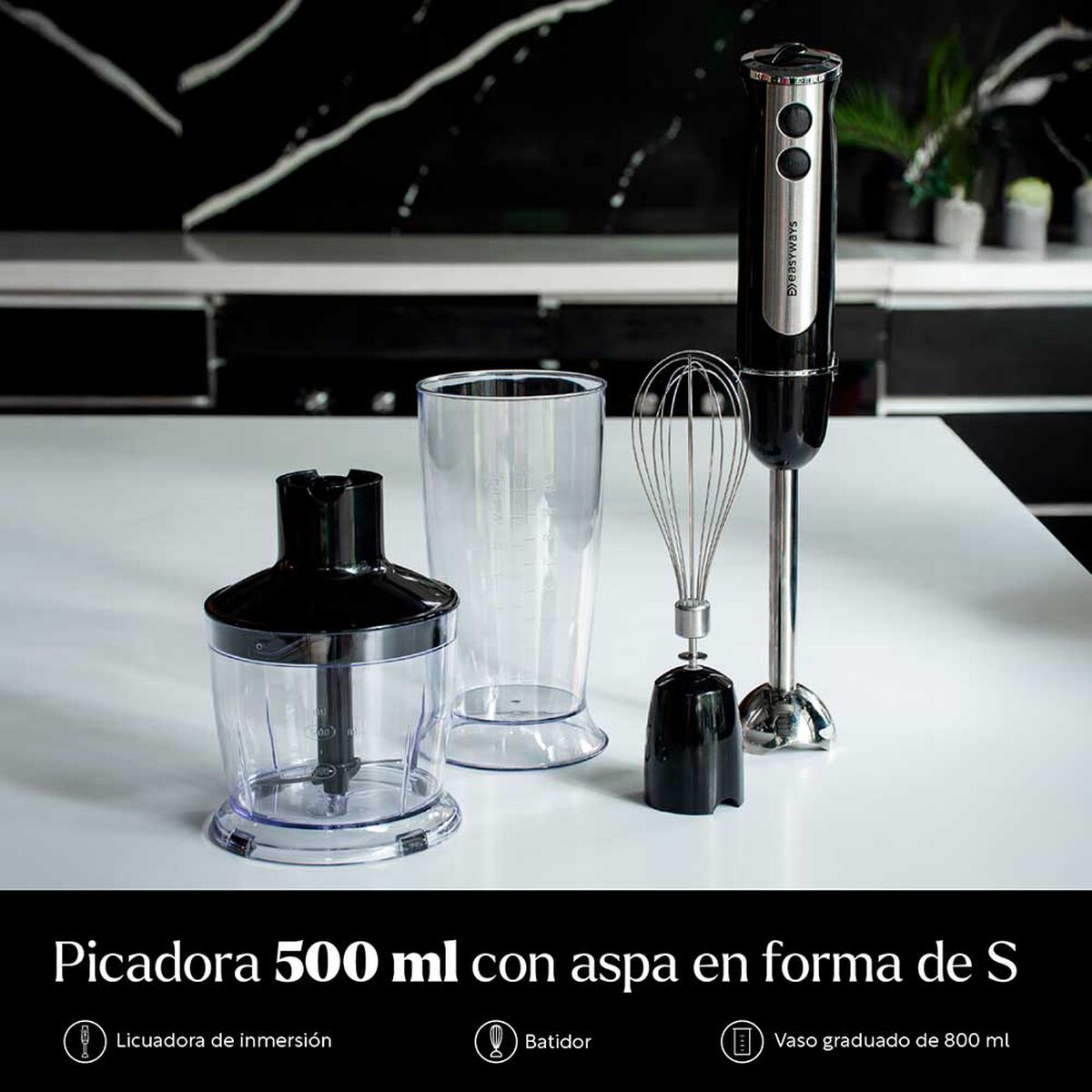 Procesadora de Alimentos Easyways Minipimer Black 0,8 lts.