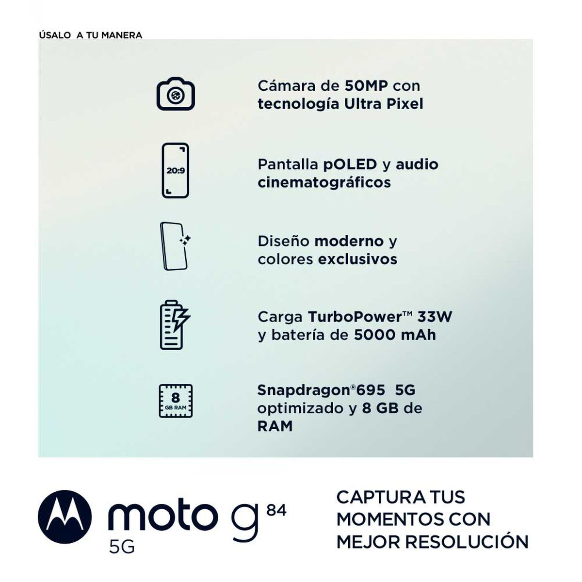Celular Motorola Moto G84 5G 256GB 6,55" Azul Liberado