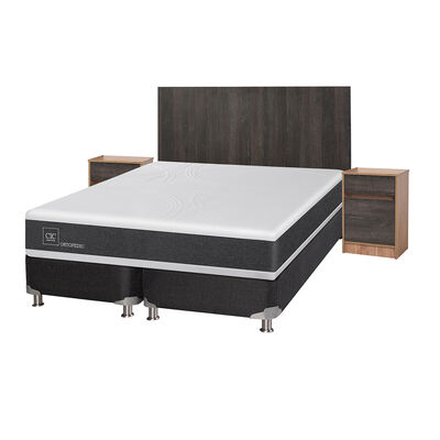 Imagen 2 del producto Box Spring CIC Base Dividida King Ortopedic + Respaldo + 2 Veladores