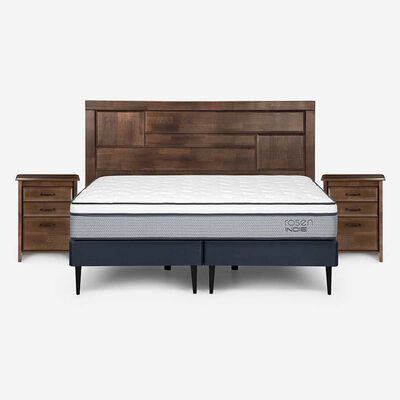 Cama Europea Rosen Base Dividida King Indie + Respaldo + 2 Veladores Dolce