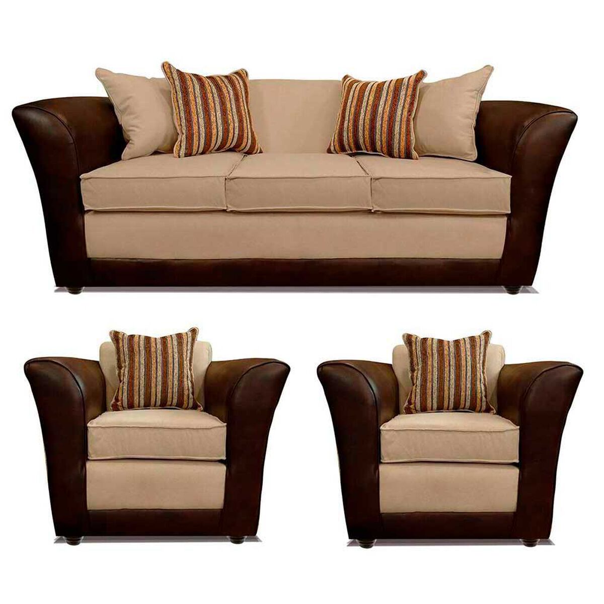 Juego de Living Elegant Detail Minesota Sof&aacute; 3 Cuerpos + Dos Sillones 1 Cuerpo Beige