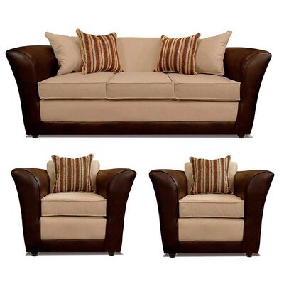 Juego de Living Elegant Detail Minesota Sofá 3 Cuerpos + Dos Sillones 1 Cuerpo Beige