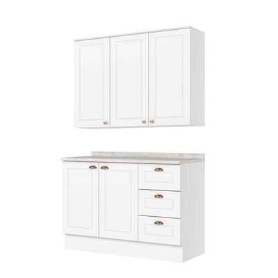 Combo Cocina Mueble Aéreo + Base Home Mobili Americana 120 cm Blanco