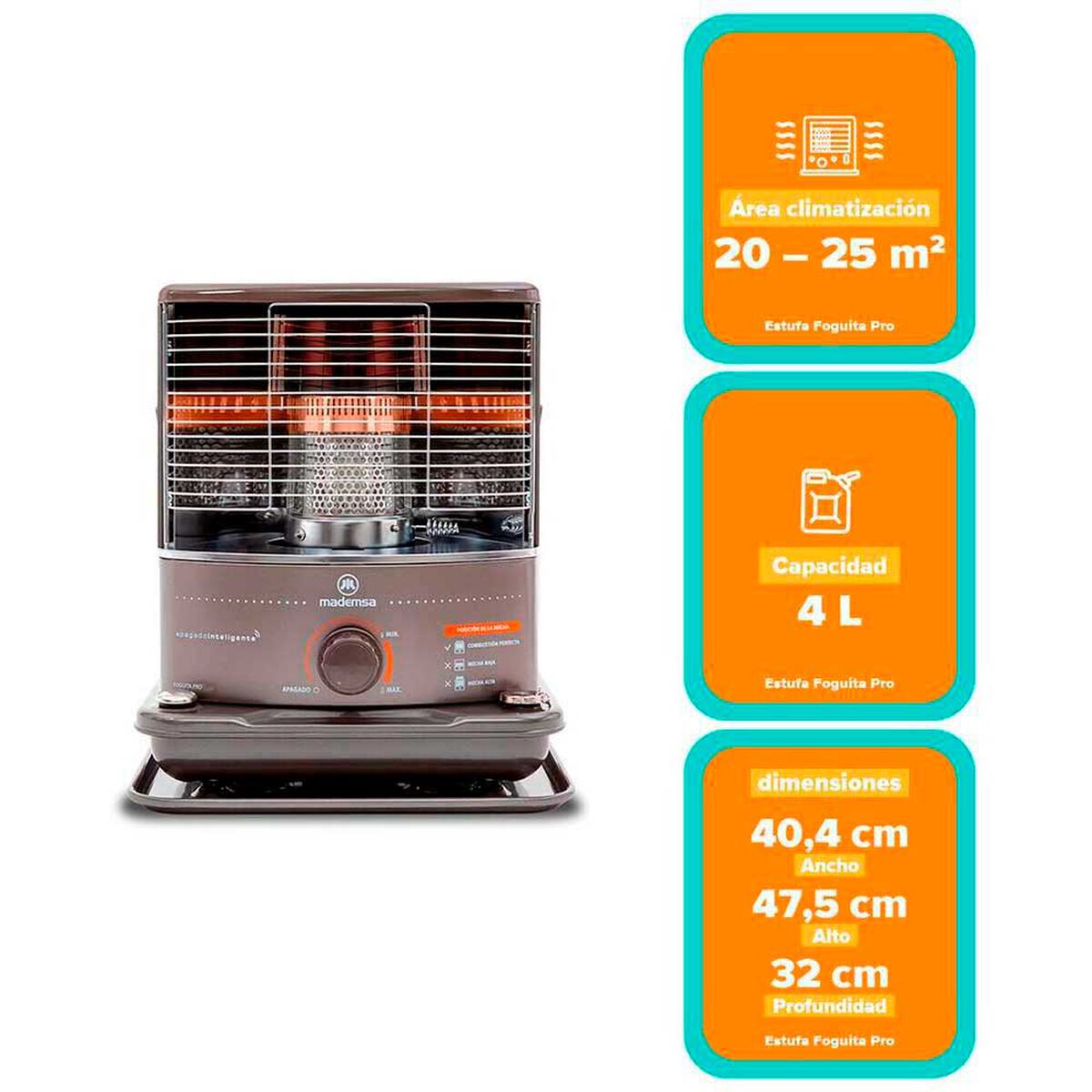 Estufa a Parafina Mademsa Foguita Pro 4 lts.