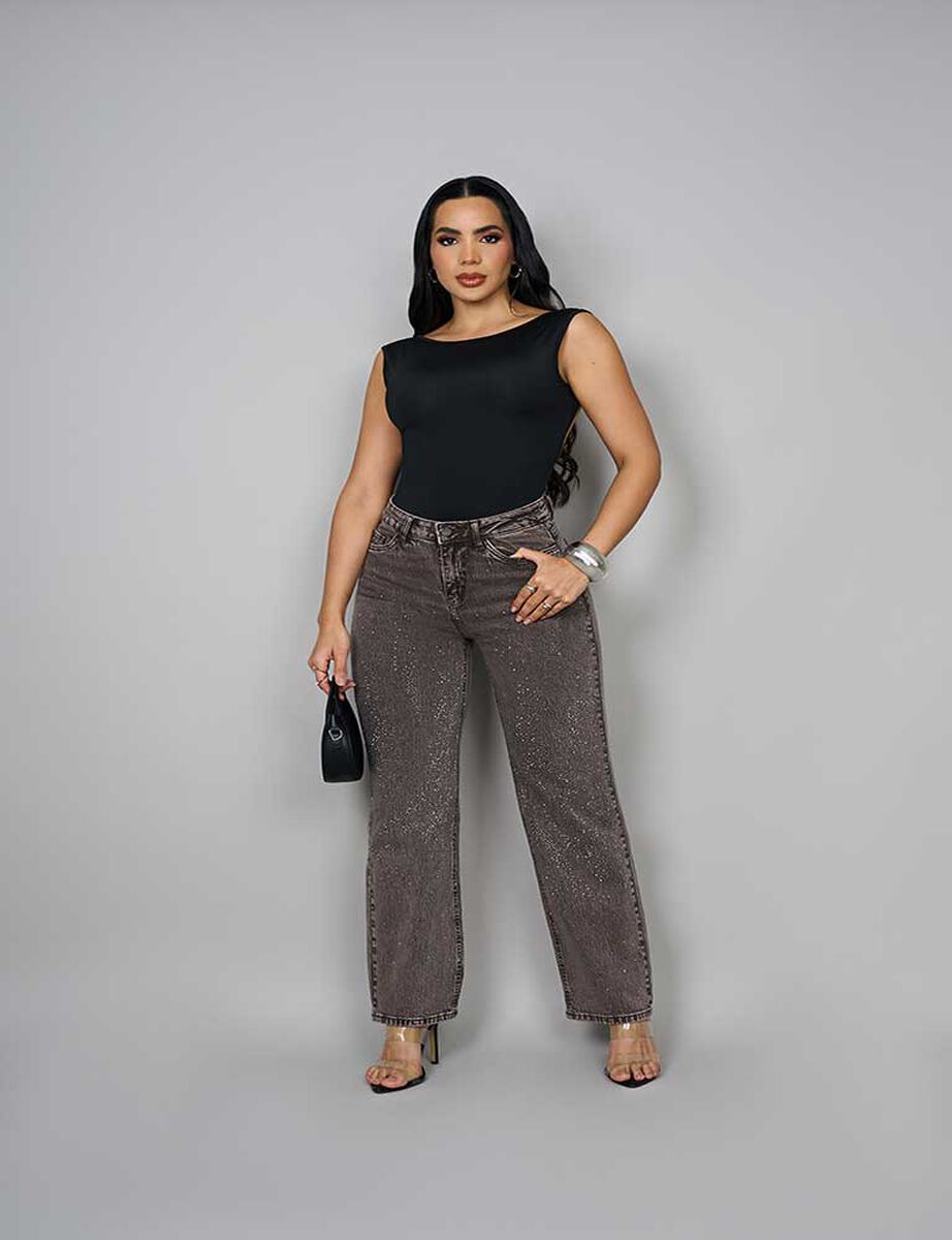 Jeans Straight Brillos Mujer Most Wanted