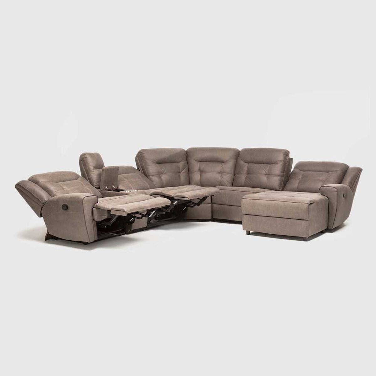 Seccional Derecho Reclinable Daniels Moderno 5 Cuerpos Caf&eacute; Grand