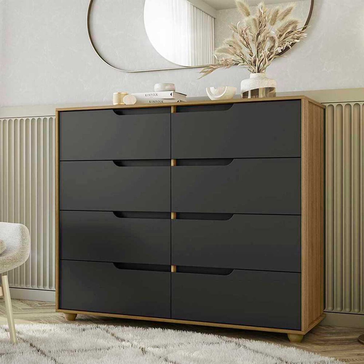 C&oacute;moda Vekkahome Doble Evo 8 Cajones Gris