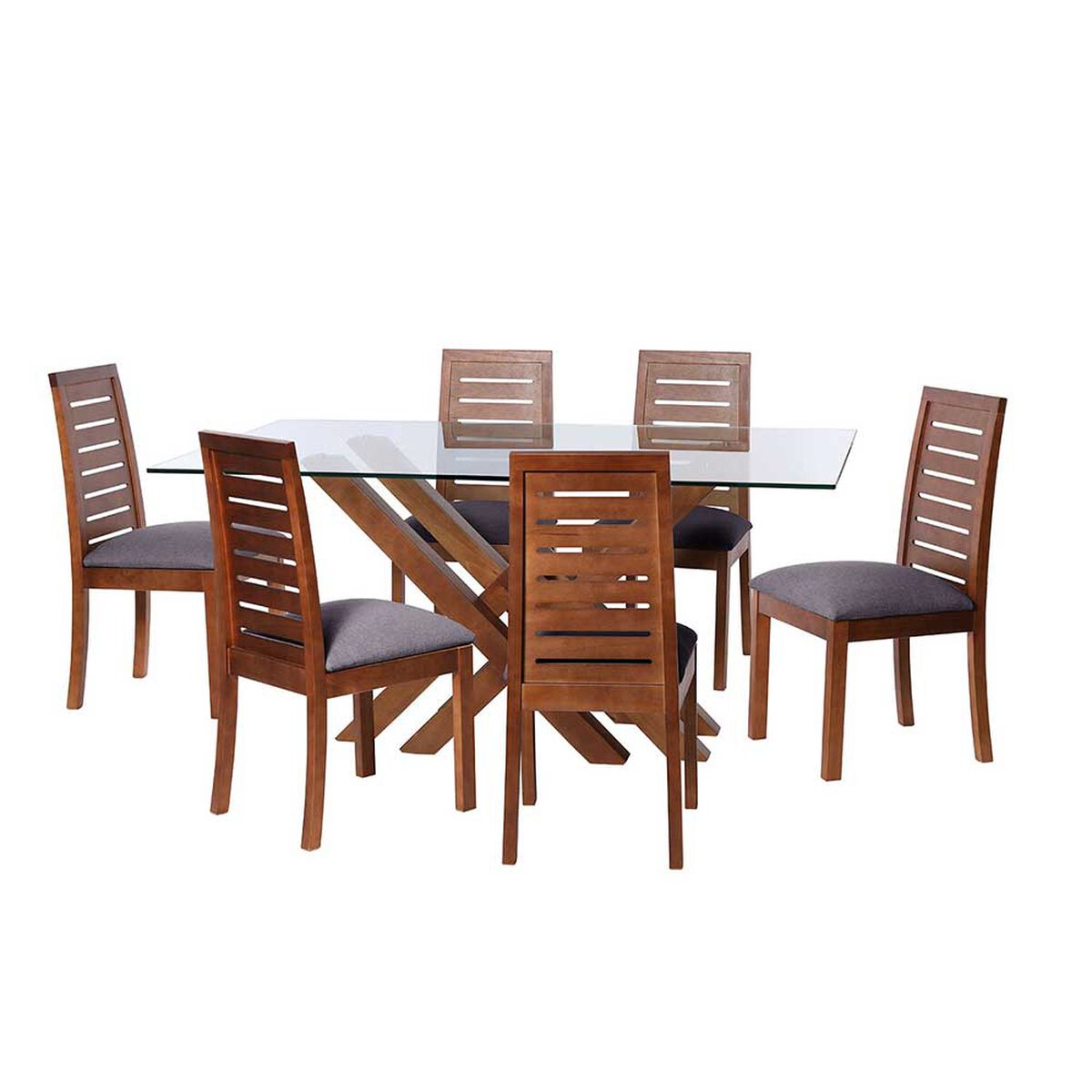 Juego de Comedor Latam Home Merida 6 Sillas Gris Oscuro