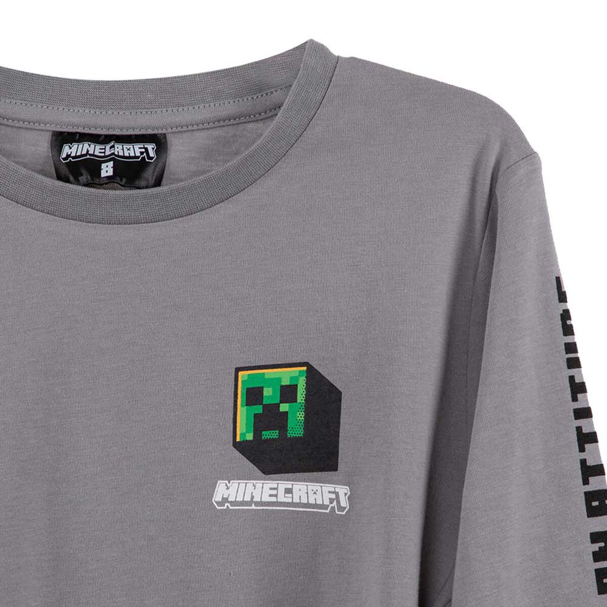 Polera Manga Larga de Algodón Niño Minecraft