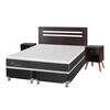 Box Spring CIC Base Dividida 2 Plazas New Ortopedic + Respaldo + 2 Veladores New munich