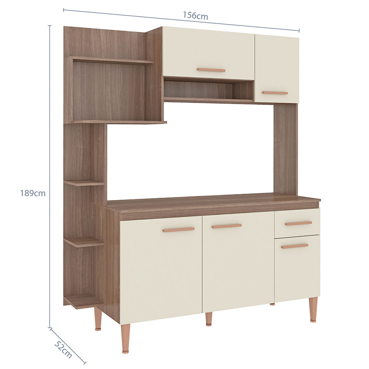 Kit Cocina Vekkahome Sofia 5 Puertas Beige